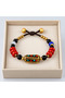 Red Black Beaded Ethnic Patterned Cylinder Figured Adjustable Bracelet - 3