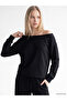 Özmarka New Season Black Boat Neck Soft Touch Women's Sweatshirt