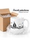 Sailing Boat Patterned Porcelain Mug 300 ml Marine Themed Black and White Coffee Tea Cup with Handle Gift for Sailor