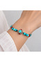 Turquoise and Red Bead Detailed Silver Color Figured Handmade Bracelet