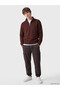 Vizyon New Season Burgundy High Collar Men's Thick Sweatshirt - 2