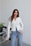 Ecru Cardigan with Lace Detail on the Sleeves - 2