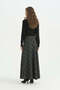 Semicircular Plaid Skirt with Belt - Black - 4