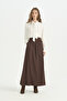 Gathered A-Line Skirt - Brown