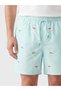 Ozmarka New Season Blue Short Length Embroidered Men's Swim Shorts - 2