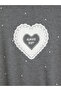 Gray Crew Neck Heart Printed Women's Pajama Top - 3