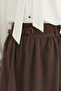 Gathered A-Line Skirt - Brown - 3