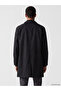Vizyon New Season Black Loose Fit Shirt Collar Men's Coat - 4
