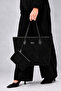 13-14-15,6-17,3 Inch Laptop Compatible Black Suede Large Size Women's Shoulder Bag Daily Office Bag with Wallet