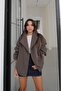 Brown Bomber Jacket with Elastic Sleeves