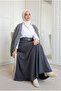 Women's Belted High Waist Crepe Fabric Flared Long Skirt