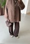 Oversized Women's Jacket with Scarf Detail and Teddy Puff Buttons - 4