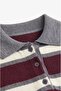 Burgundy Andy Striped Polo Collar Sweater - 6