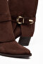 Women's Cowboy Boots with Belt Buckle, Pointed Toe, Thick Heel, Western Boots - 5