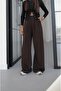 Brown Pleated Modal Trousers with Elastic Waist - 2