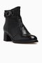 Women's Buckle Detailed Thick Heeled Leather Boots 26K D26Kb-8550 Black Patent Leather - 4