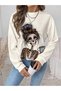 Women's Brown Girl Printed Crew Neck Sweatshirt - 3