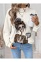 Women's Brown Girl Printed Crew Neck Sweatshirt