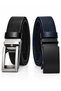 Set of 2 Automatic Buckle Holeless 100% Genuine Buffalo Leather Classic Men's Belts - Suit Belt