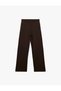 Normal Waist Regular Fit Straight Wide Leg Brown Women's Trousers 7Wak40006Ek - 3