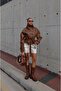 Brown Ruta High Collar Leather Trench Coat - 6