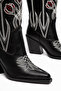 Women's Cowboy Boots Embroidered Pointed Toe Thick Heel Western Boots - 5