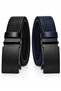 Set of 2 Automatic Buckle Holeless 100% Genuine Buffalo Leather Classic Men's Belts - Suit Belt