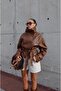 Brown Ruta High Collar Leather Trench Coat - 4