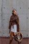 Brown Ruta High Collar Leather Trench Coat - 5