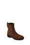 Women's Tan Buckle Suede Leather Chelsea Boots Wf180029Ds - 7