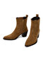 Women's Tan Zippered Thick Heeled Suede Boots Wf250014Ss - 5
