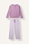 Relaxed Fit Long Sleeve Buttoned Patterned Pajama Set H9099Ax26Au