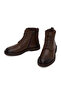 Men's Brown Lace-Up Zippered Leather Boots Wm600022Df - 4