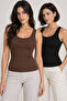 Women's 2-Pack 95% Cotton Report Combed Cotton Camisole U-Neck Wide Strap Tank Top - Flexible Soft Daily Undergarment