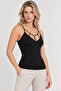 Women's 3-Pack 95% Cotton Cross-Strap Detailed V-Neck Thin Strap Tank Top - Flexible Soft Everyday Undergarment - 2
