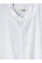 Ozmarka New Season Blue Regular Fit Stand Collar Striped Poplin Men's Shirt - 7
