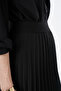 High Waist Pleated Skirt Black - 6