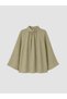 Two Mt Shop Quality Lcw Modest Green Plain Hakim Collar Long Sleeve Women's Blouse - 5