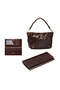 Gift Set: Leather Lady's Bag in Brown + Leather Wallet - 4