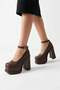 Women's Elanor Brown Ankle Strap (12 cm) Platform Heeled Shoes - 3