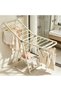 160cm Cream White Foldable Wing Clothes Drying Rack with Hidden Casters, Adjustable Height for Indoor Balcony Laundry Use