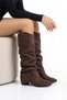 Women's Santorini Brown Suede Snap-On Boots with Drawstring Detail - 3
