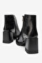 Women's High Thick Heeled Ankle Boots Vegan Leather Violette Black - 3