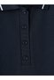 Navy Blue Polo Collar Pleated Girl's Dress - 5