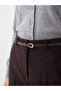Özmarka New Season Brown Cigarette Fit Women's Trousers with Belt - 3
