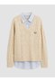 Ozmarka New Season Ecru Shirt Collar Embroidered Girls' Knitwear Sweater - 2