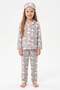 Rabbit Patterned Buttoned Sleeping Band Girls' 3-Piece Pajama Set - 2