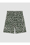 Özmarka New Season Green Patterned Women's Shorts with Elastic Waist - 5