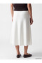 Seray New Season Ecru A-Line Knitwear Skirt with Elastic Waist - 4