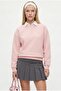 Women's New Cozy Fleece Basic Crew Neck Cotton Knitted Pink Sweatshirt